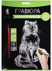 Набор д/творч. Гравюра серебро Кот (HY340001114s) (18х24 см)(8+) (Hobby and you)