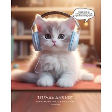 Тетрадь для нот «Мур -музыка» 16 листов, А5, скрепка - Listoff
