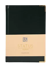 Ежедневник дат. 2026г. А5 176л "Status" темно-зеленый, 7Б, тв.переплет, иск.кожа, обл.поролон, мет.уголки, тонир.блок, цв.торец, ляссе, инд.уп