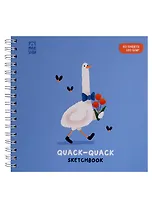 Скетчбук 150*150 60л "Quack-Quack" белый офсет, 120г/м2, тв.обложка, выб. лак, софт. тач, спираль