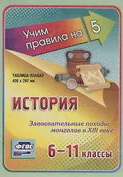 История. Завоевательные походы монголов в XIII веке. 6-11 классы. Таблица-плакат