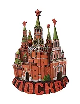 Магнит резной Спасская башня коллаж (дерево) (Москва) (029-2-21S)