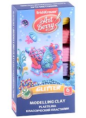 Пластилин «Glitter», 6 цветов, 108 г, с блестками, с Алоэ Вера, со стеком, ArtBerry