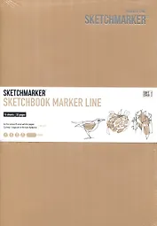 Скетчбук 17,6*25см 16л "SKETCHMARKER MARKER LINE", 160г/м2, мягк.обложка, цв.коричневый