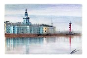Открытка 10*15 карандаш Кунсткамера, О/006/013
