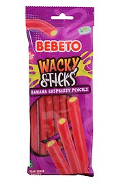 Мармелад BEBETO  WACKY STICKS BANANA&RASPBERRY PENCILS со вкусом малины и банана, 160г
