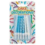 Набор свечей для торта Полоски и Точки (розовые, голубые) (12шт) (6см)