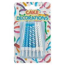 Набор свечей для торта Полоски и Точки (розовые, голубые) (12шт) (6см)