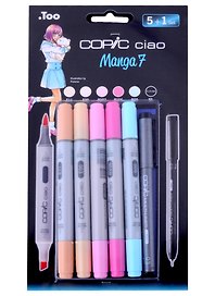 Набор маркеров Copic Ciao "Манга 7", 5 цветов + мультилинер 0.3 мм