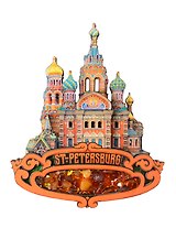 Магнит Цветной янтарь. Спас-на -Крови