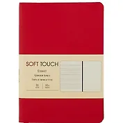 Записная книжка А6 80л "Soft Touch. Пламенный красный" иск.кожа, инт.обл., лин., тчк., нелин., ляссе, инд.уп.