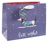 Пакет А5 18*23*10 "Новогодняя такса. Best wishes" НГ, бум.мат.ламинат