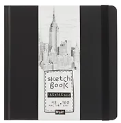 Скетчбук 165*165 48л "МЕГАПОЛИС" белый офсет 160г/м2, тв.обложка, мат.ламинация, резинка