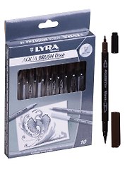 Фломастер Aqua Brush Duo двухсторонний, кисть + наконечник 2мм. Темная сепия