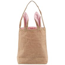 Сумка джутовая с ушками (розовая) (30х25)