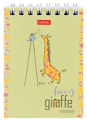 Блокнот А7 60л кл. "Веселый жираф" мел.картон, гребень, ассорти