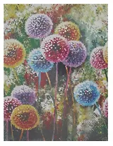 Алмазная мозаика (классическая), с подрамником, с полным заполнением "Разноцветные одуванчики", 30 х 40 см