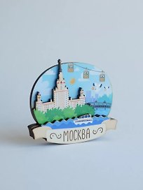 Магнит 3D из дерева Воробьевы горы, МГУ (Москва) (3D039)