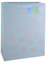 Пакет А3 32*42*11,5 "Silver dots" жен., бум., серебр.блестки сыпучки, тег