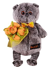 Игрушка мягкая Budi Basa, Басик с букетом оранжевых пионов (В1) 19см Ks19-117