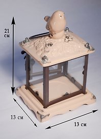 Подсвечник декоративный бежевый с птичкой  (13х21см) (керамика) (70004)