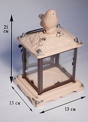 Подсвечник декоративный бежевый с птичкой  (13х21см) (керамика) (70004)