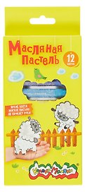 Пастель масляная, 12 цветов, утолщенная, шестигранная, Каляка-Маляка