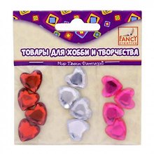 Камни FANCY самоклеящиеся Сердечки разноцветные, d= 1,5см, 12шт., полимер