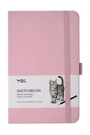 Скетчбук 9*14 80л "Yoi" розовый, 140г/м2, слоновая кость, тв.обл., Yoi