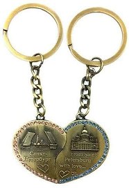 Брелок мет.сердце "Исаакий-Медный-Спас-Мосты" цв.бронза