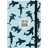 Скетчбук А5 80л "Акулы лак" 70г/м2, кремовая бумага, тв. переплет, выб. лак, резинка