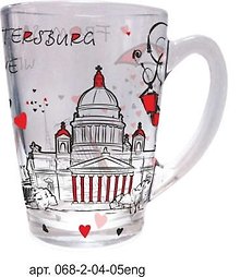 Сувенир АКМ Кружка стекло From SPb with love 320мл, без упаковки