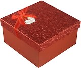 Коробка подарочная "Красный металлик" с сердцем 16,5*16,5*9см