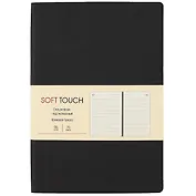 Ежедневник недат. А5 136л "SOFT TOUCH" черный, интегр.обл., иск.кожа, тонир.блок, скругл.углы, цв.торец, ляссе