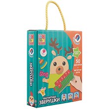 Магнитная игра «Зверушки» 50 магнитов, магнитная доска, Vladi Toys