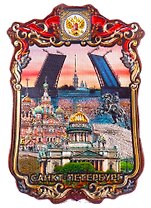 Сувенир, Магнит металлограф. имперс. Коллаж СПб сдвинутый Исаакий ночь 6*6см