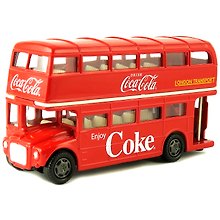 464001 Машинка литая коллекционная Motor City Classics - Die-сast модель по лицензии Coca-Cola London Double Decker Bus, масштаб 1:64