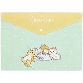 Папка -конверт «Sleepy Cats» А4 на кнопке - 0