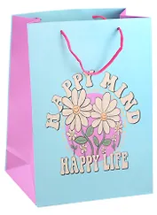 Пакет А4 32*26*12,5 "Happy mind, happy life" нейтр. бум.мат.ламинат