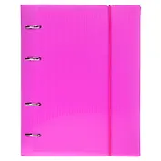 Тетрадь 120 листов, клетка, "Line neon" розовая, на кольцах, на резинке