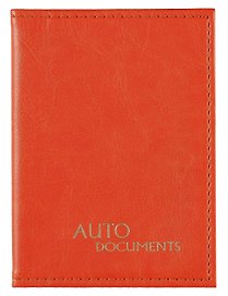 Обложка для автодокументов, 140х100 мм, кожезаменитель, оранжевая