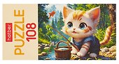 Пазл «Котик-рыбак» 108 элементов, Hatber - 1