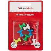 Кнопки-гвоздики GoodMark, 26 мм, 10 штук, цветные - 0