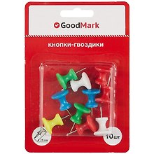 Кнопки-гвоздики GoodMark, 26 мм, 10 штук, цветные