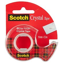 Лента клейкая кристально-прозрачная, 19 мм х 7.5 м «Crystal», Scotch 3M