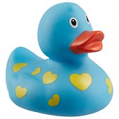 Игрушка для ванной, уточка резиновая FUNNY DUCKS "Уточка голубая в сердечках" (1042) - 0