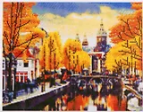 Алмазная мозаика ТМ Рыжий кот (класс.) 40х50см (25цв.) Вид на осенний город AC4074