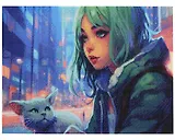 Алмазная мозаика (классическая) с подрамником, с полным заполнением "Зеленоглазые друзья", 30 х 40 см