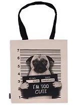 Сумка-шоппер Мопс Im too cute цветная, текстиль 40см.*32см.