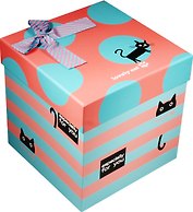 Коробка подарочная "Cat" розовая с голубым 14,5*14,5*14,5см